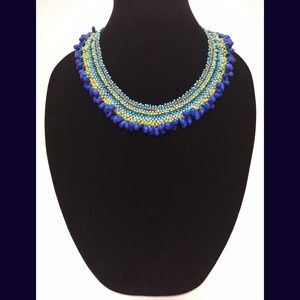 Blue multi bead necklace